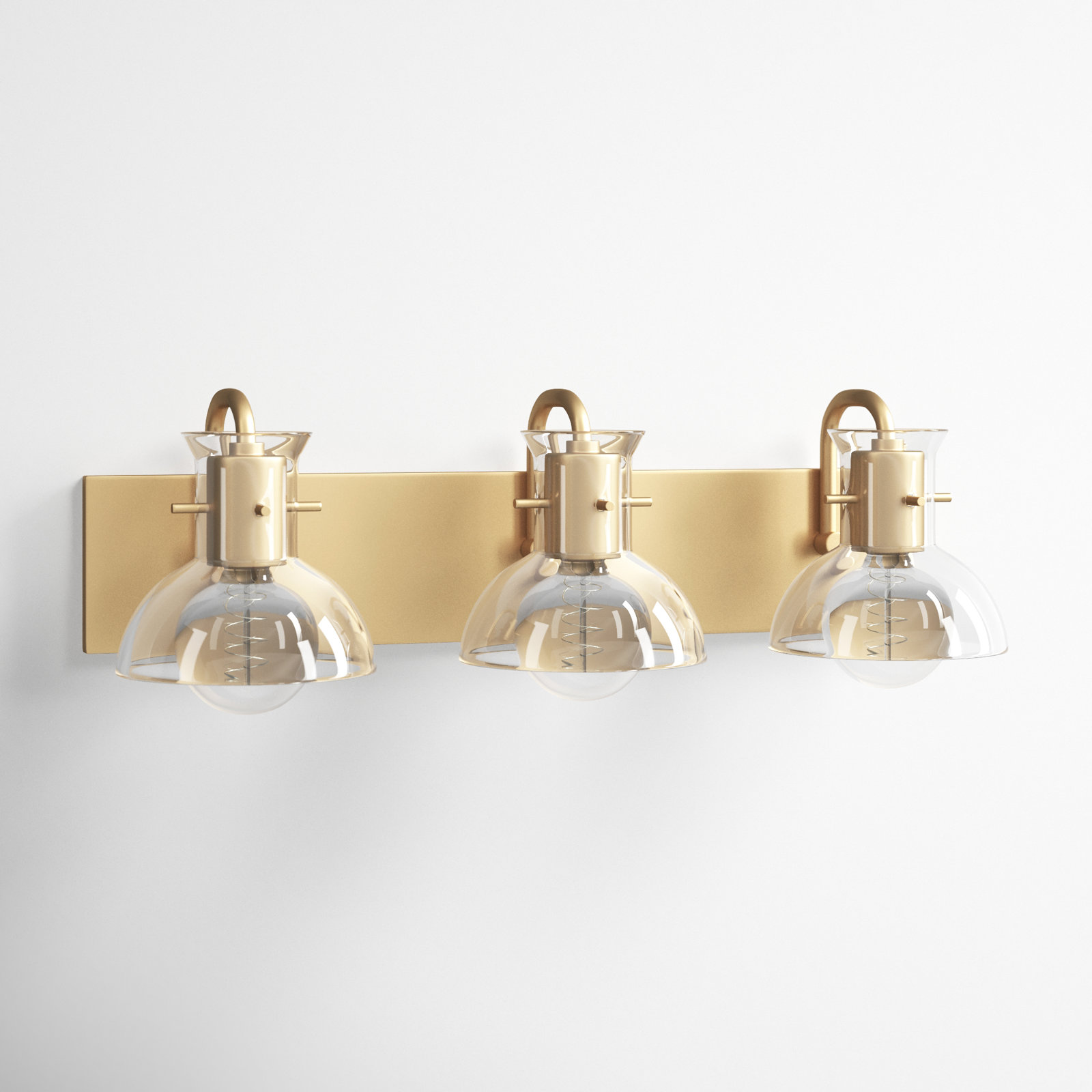 Luke 3 Light Transparent Vanity Light, Aged Brass