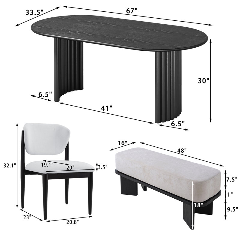 Icaro Solid Wood 4-Person Dining Set
