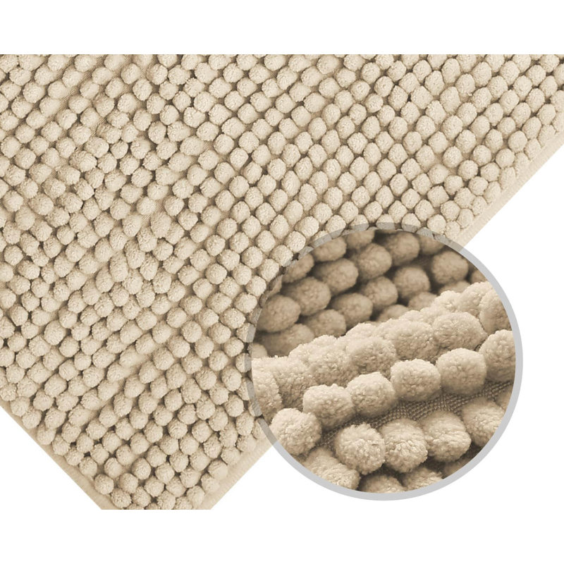 Chenille Non-Slip Bath Mat, Beige