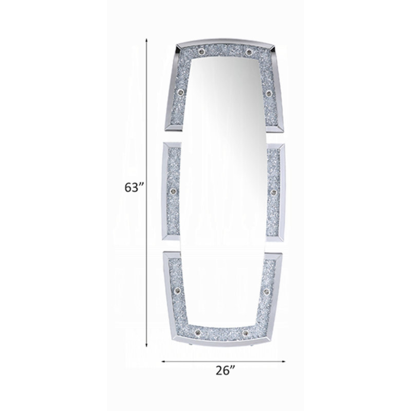 Full-Length Rectangular Wood Floor Mirror with LED Light