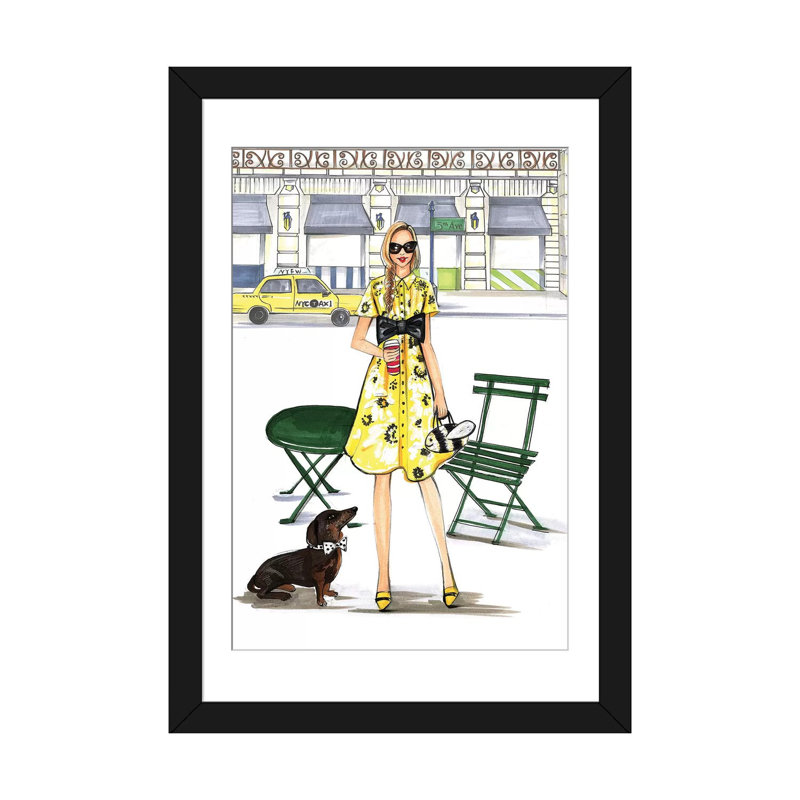 «Kate Spade Kinda Day», reproduction sur toile, H 32 po x l 24 po x P 1 po, Papier avec cadre noir, Blanc