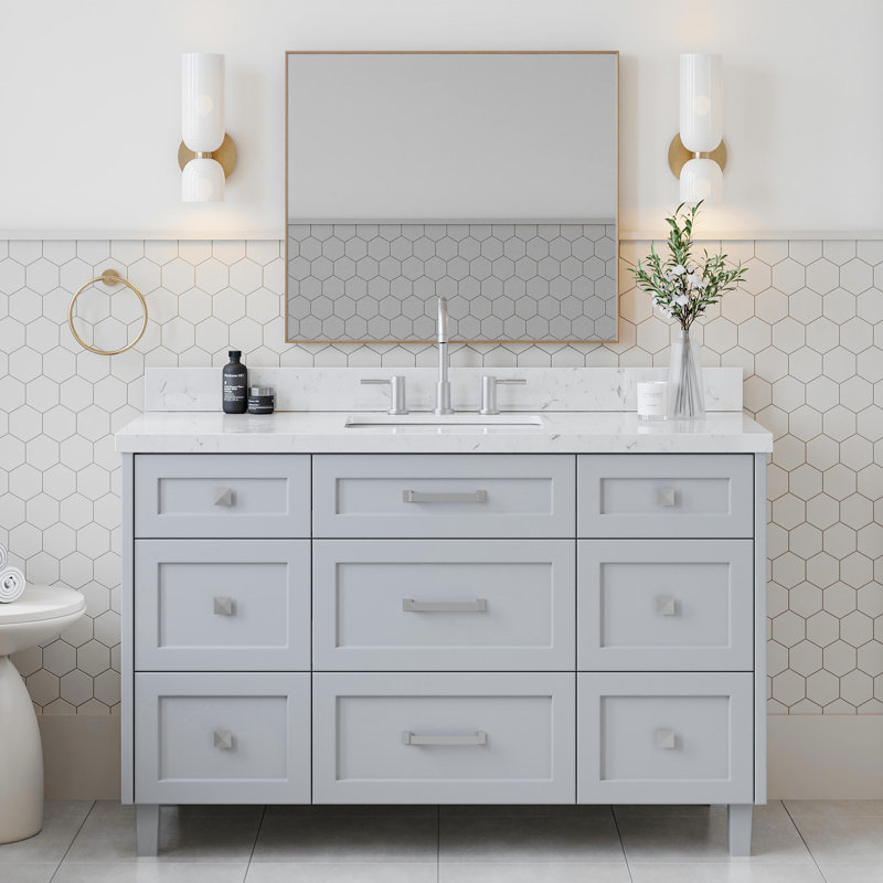 ARIEL Monroe 54 Single Bathroom Vanity Base Only, Oak