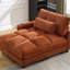 Fauteuil lit confortable en velours côtelé avec poche de rangement et coussin réglable inclinable orange-121117672