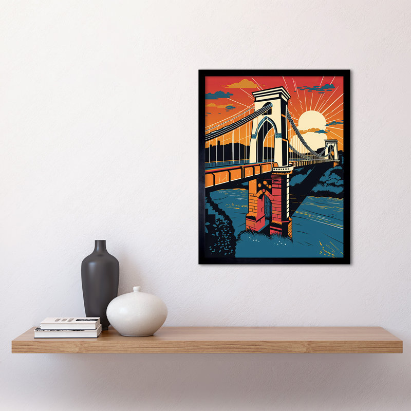 Aarju Clifton Suspension Bridge Sunset 1 Piece Single Picture Frame Wall Art