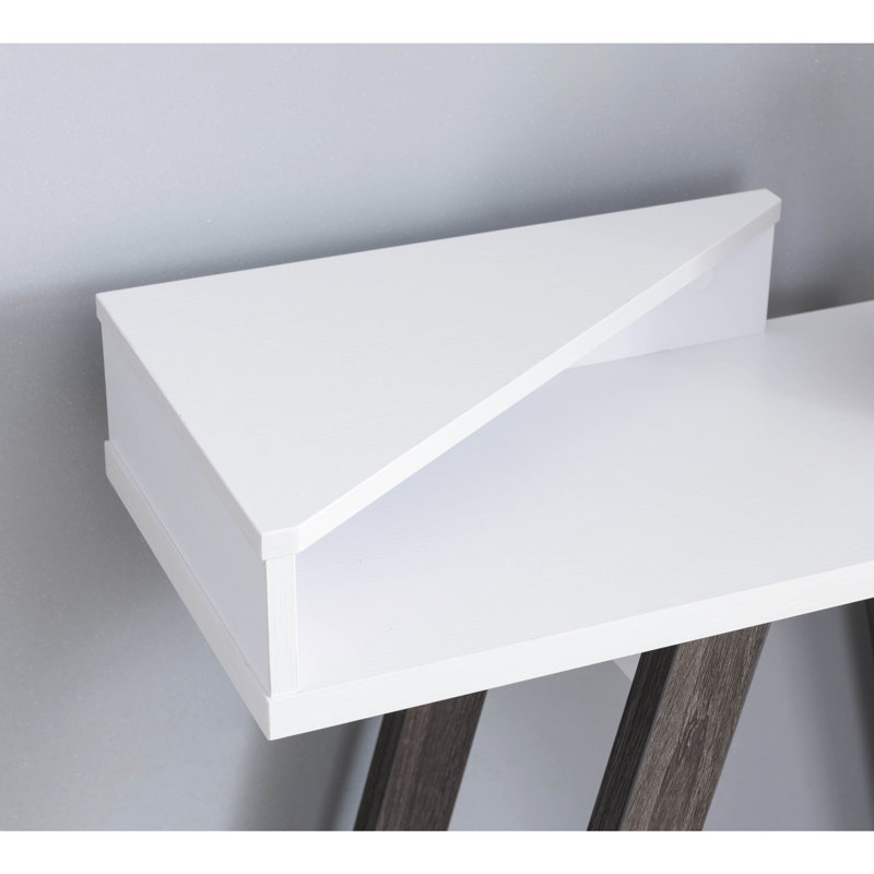 Console contemporaine avec deux tablettes - blanc et gris, une table en forme de pied tendance et spectaculaire