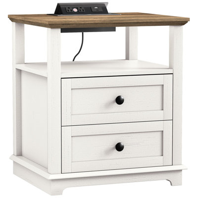 Danforth 2 Drawer Nightstands with Storage and Built-in Charging Station