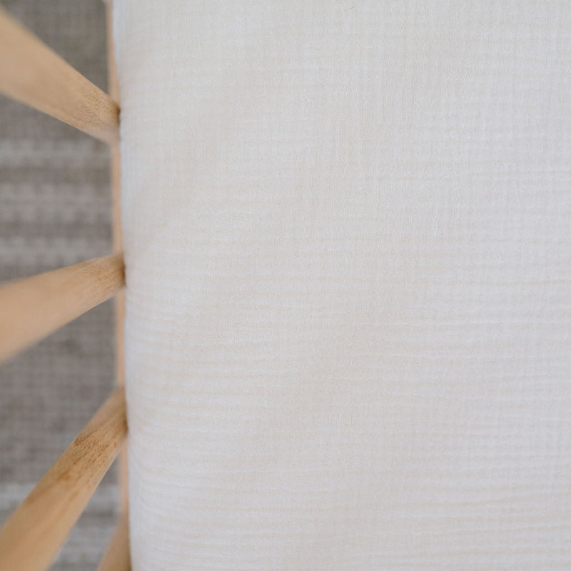Waterproof Cotton Crib Sheet, Off White
