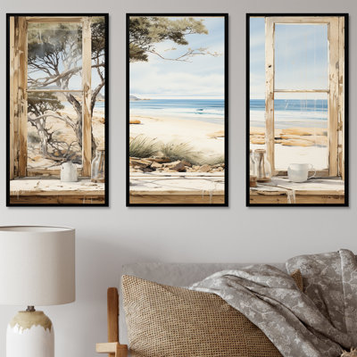«Beachside Cottage Charm I - Coastal Windows», art mural