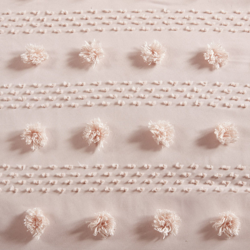 Ensemble de literie en jacquard rose élégant, polyester confortable pour la maison
