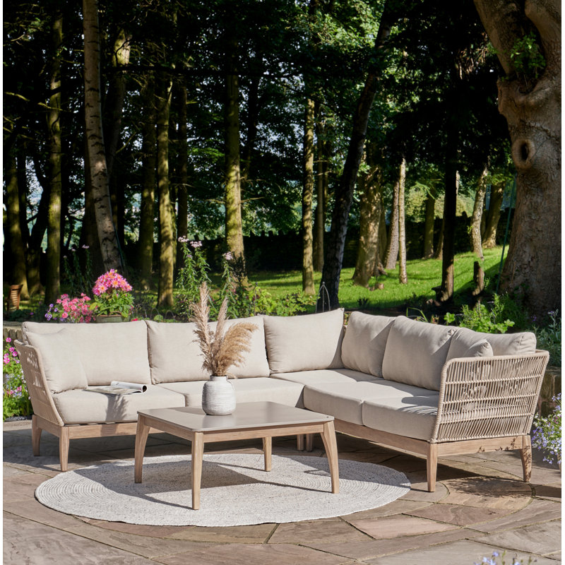 Geraldo Wicker 5 - Person Garden Lounge Set with Cushions