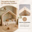 Structure de lit à baldaquin simple blanc antique, panneaux latéraux rembourrés de velours doux avec dessus à baldaquin en lin respirant, lit minimaliste moderne, assemblage facile pour la chambre d'amis