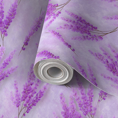 Peel and Stick Wallpaper Contact Paper Elegant Lavender Floral Repeat Light Cream Self Adhesive and Removable 24in x 118in(60x300cm)