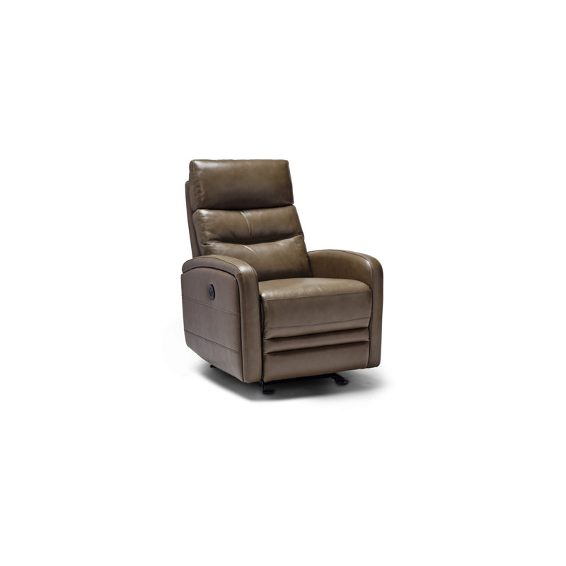 Fauteuil inclinable électrique standard en cuir véritable 29 po Mullanie, Champignon Portabello