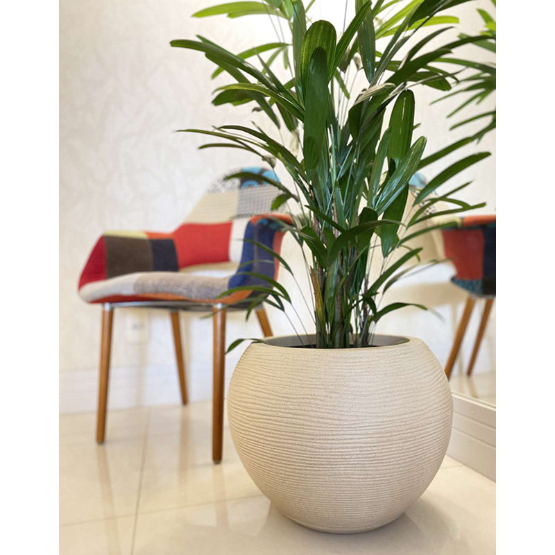 Florence Pot Planter, Beige, 9.45" H x 13.39" W x 13.39" D
