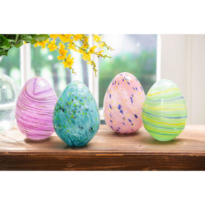 4 Piece Harlen Glass Easter Egg Sculpture Set