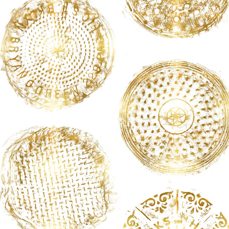 Brooklyn Manhole, Non-Woven, Gold/White