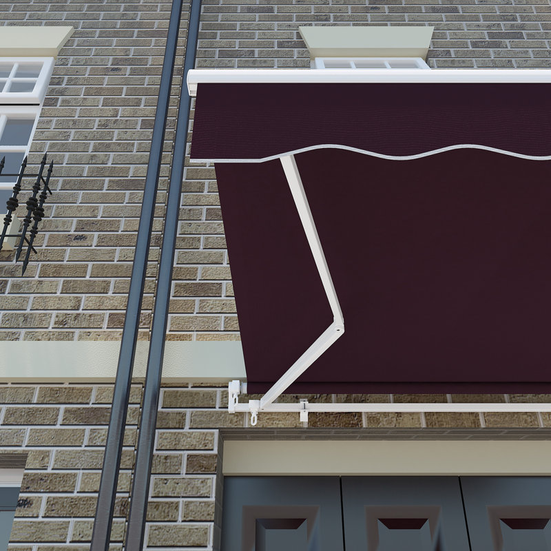 Brayden Studio 450cm W x 300cm D Retractable Awning Patio Garden Canopy Angle Adjustable, Wine Red
