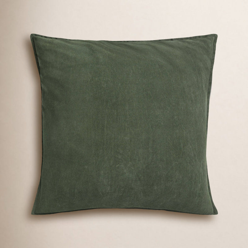Oreiller 100% coton Edgar Square, Vert foncé, Inférieur, H 18 po x l 18 po