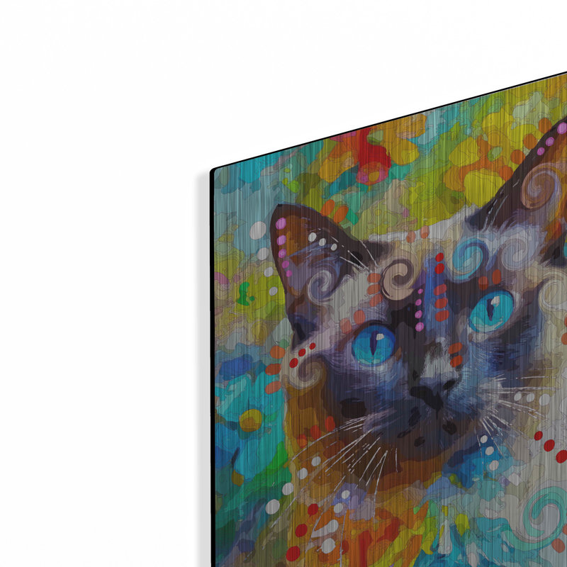 Art mural en métal Winston Porter «The Focused Siamese» par Dean Russo, H 16 po x l 12 po