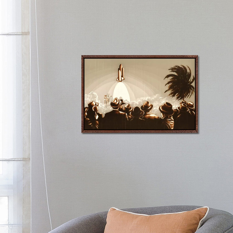 Space Shuttle 1 Piece Wall Art on Canvas, 66.04 cm H x 45.72 cm W, Classic Brown Wood Framed