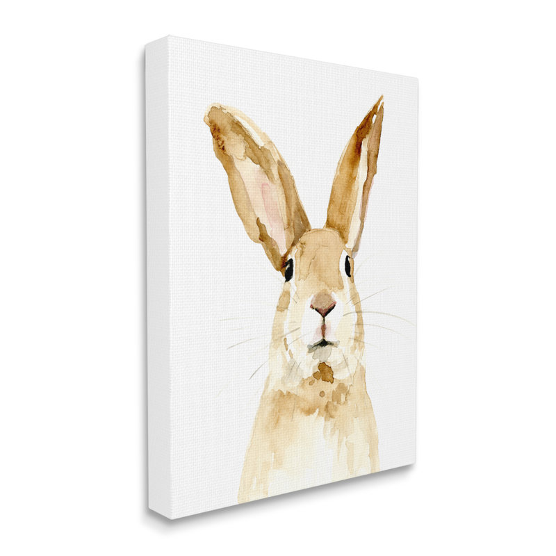 «3_Wild Bunny Rabbit Aquarelle Portrait Wild Forest Animal» par Victoria Barnes, H 48 po x l 36 po, Toile tendue