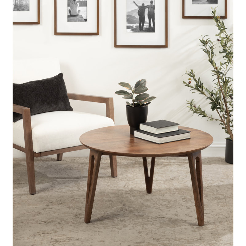 Wooden Living Room Round Coffee Table, Medium Wood
