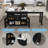 74.8" Kitchen Island with Extendable Dining Table, Marble Veneer Top & Built-in Power Outlet - Mobile Storage Cart with 3 Drawers & Cabinet, Rolling Kitchen Cart for Dining Room, Black