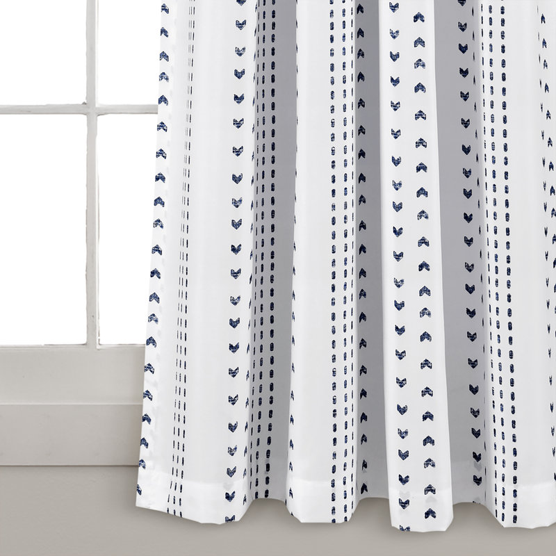 Semi Sheer Curtain Pair, Navy/White, 52" W x 63" L