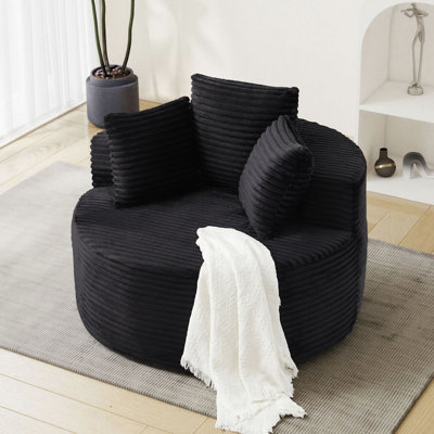 Fauteuil à billes rond 43 po, fauteuil de compression rembourré en velours côtelé