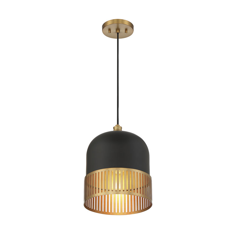 Luminaire suspendu 1 lumière Chia en noir mat avec accents laiton chaud