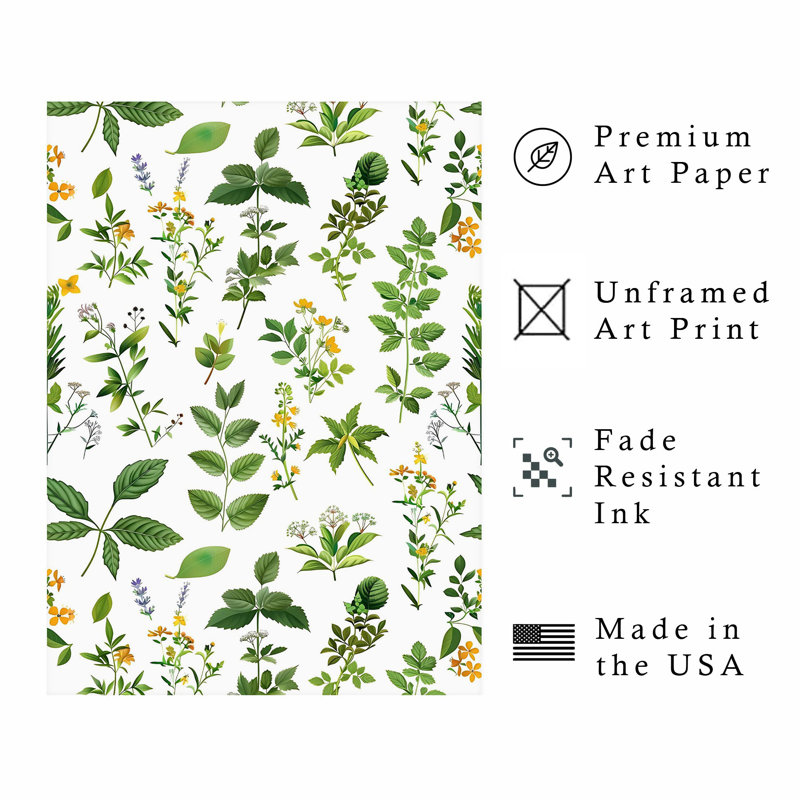 «Botanical Plants & Herbs I Cottage», reproduction d'art non encadrée, H 16 po x l 12 po