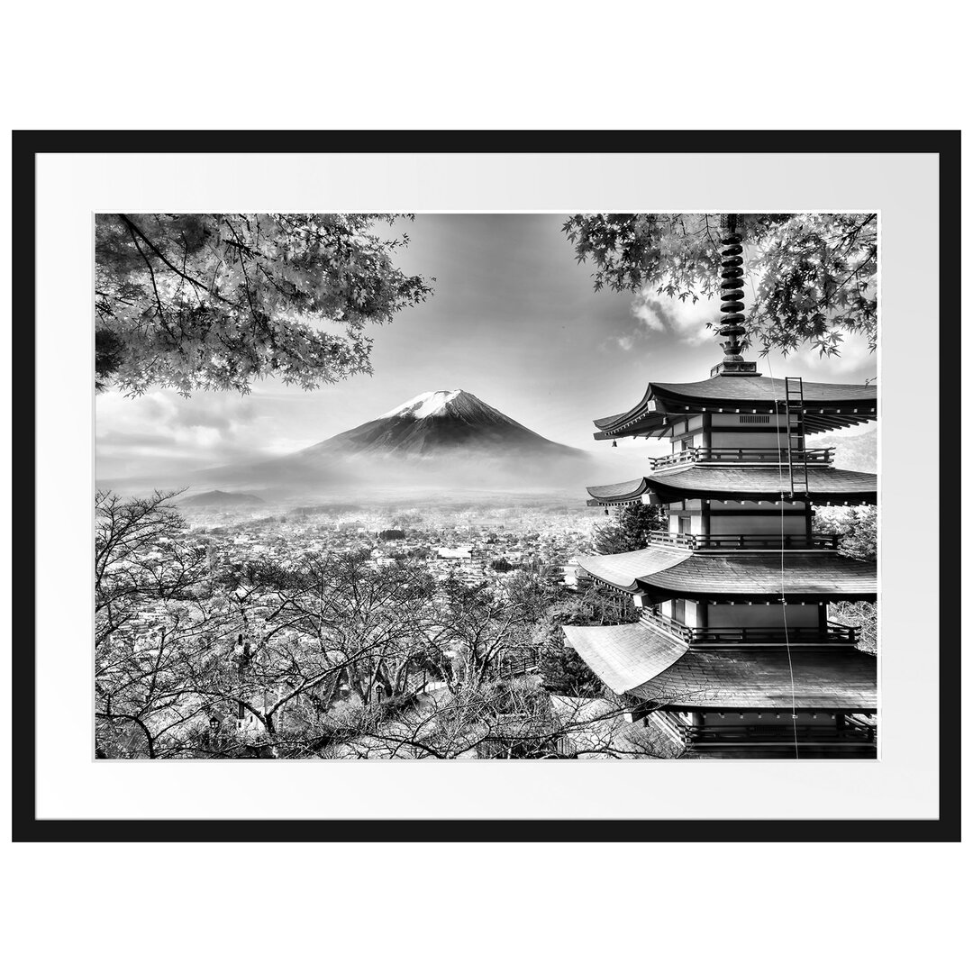 Gerahmtes Poster Japanischer Tempel im Herbst