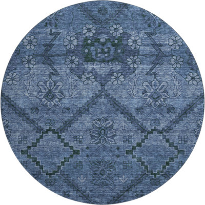 Premium Machine Washable Prisco Navy Rug