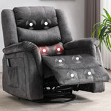 Recliner Chair Massage Rocker With Heat And Massage Reclining Chair 360 Degree Swivel Rocking Chair Home Theater Seating Side Pocket