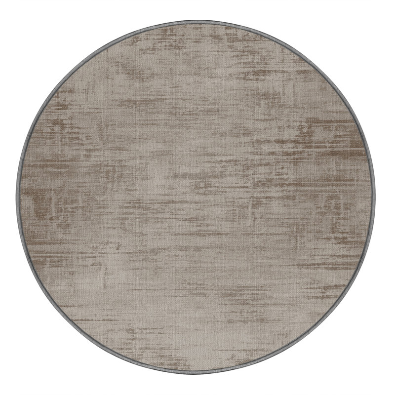 Machine Washable Abstract Gray Area Rug, Round 5'