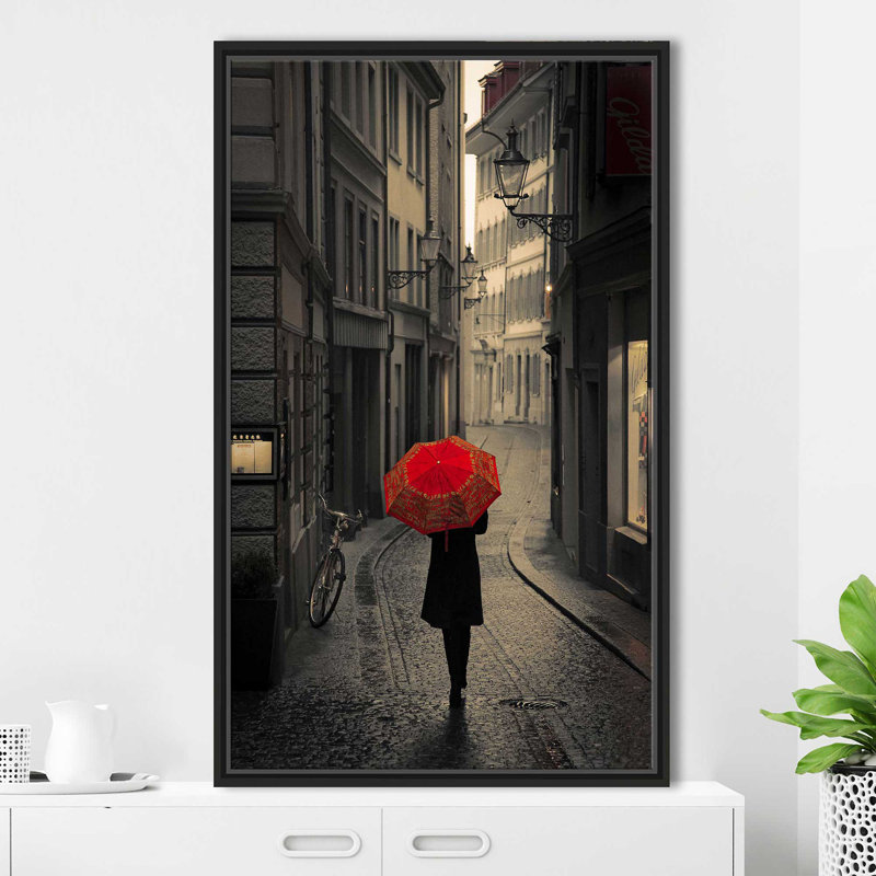 " Red Rain " by Stefano Corso, Black Floater Frame, 33.5" H x 21.5" W x 2" D