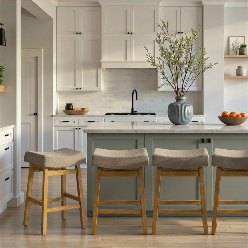Ensemble de 3 tabourets de bar à hauteur de comptoir Lenon Modern Farmhouse, Taupe Seat/ Amber Glow Frame, 3
