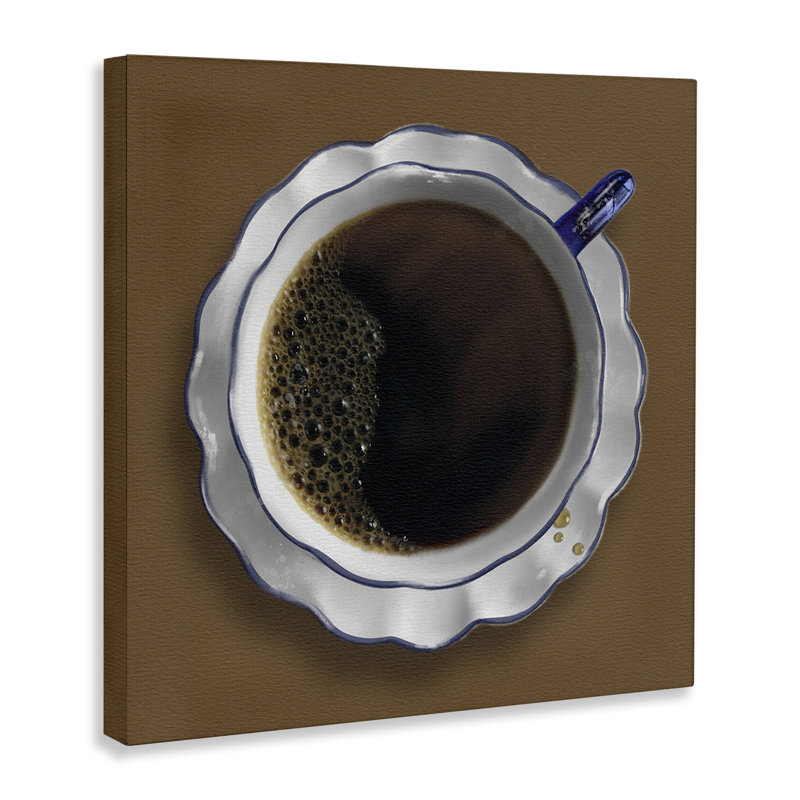 Toile vue de tasse à café vue aérienne, conception par Matthew Piotrowicz, H 17 po x l 17 po