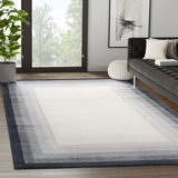 NUE180A Ivory Area Rug With Tonal Grey Border