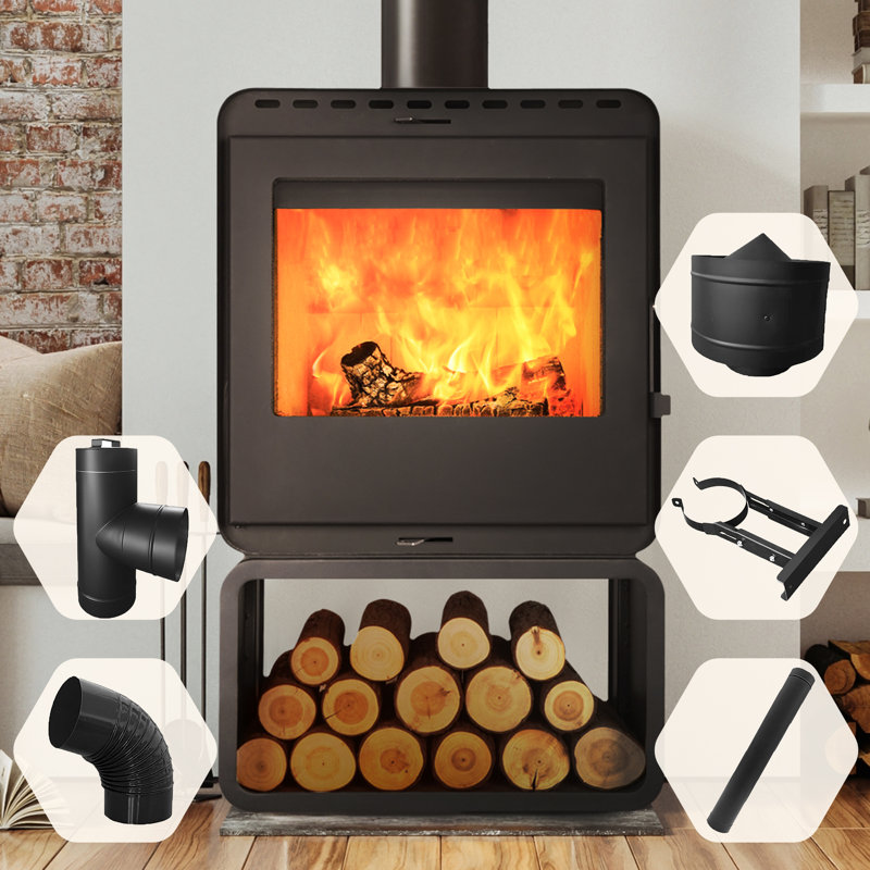 3200 Square Feet Direct Vent Freestanding Wood Burning Stove Wood Pellets Burner Natural Vent Fireplace (with Specific Installation Tools)