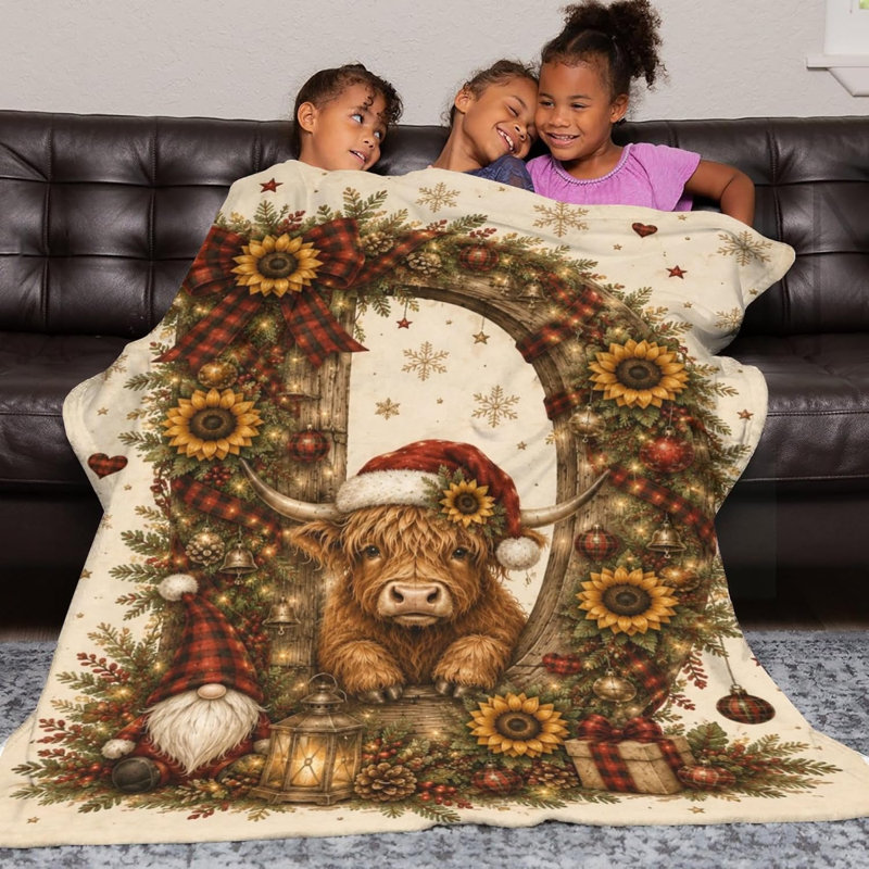 Couverture de Noël Highland Cow
