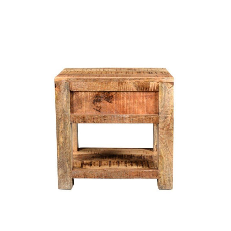 Thuringowa Solid Wood End Table with Storage, Light Brown, 20" H x 20" W x 16" D