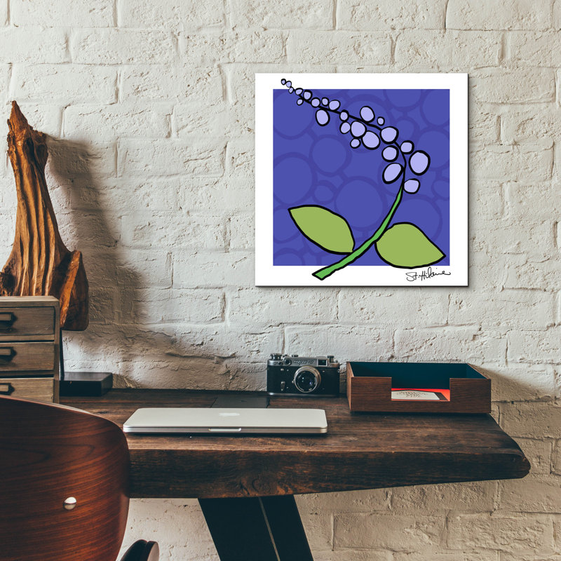 «Floral abstrait sur pervenche» par St. Hilaire Elizabeth, H 12 po x l 12 po x P 0,13 po