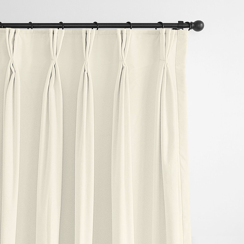 Velvet Room Darkening Curtain Pair, 20" x 132" , Ivory