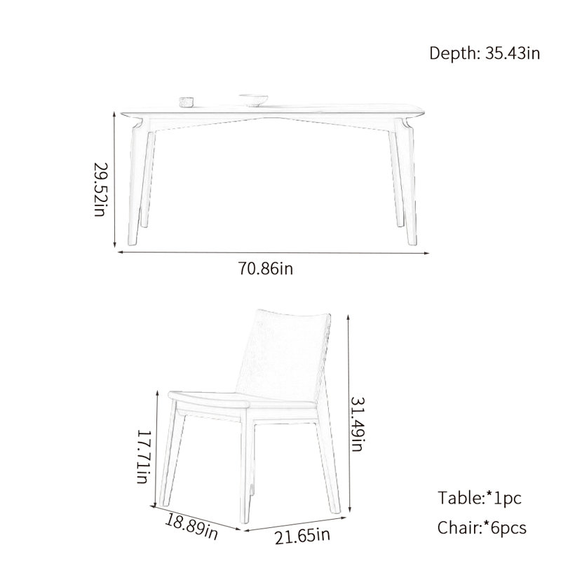 Ensembles de table de salle à manger modernes et simples, H 29,52 po x L 70,86 po x l 35,43 po