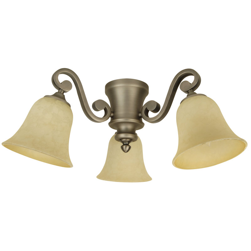 14.5'' 3 - Light Branched Ceiling Fan Light Kit, Antique Nickel, Antique Scavo