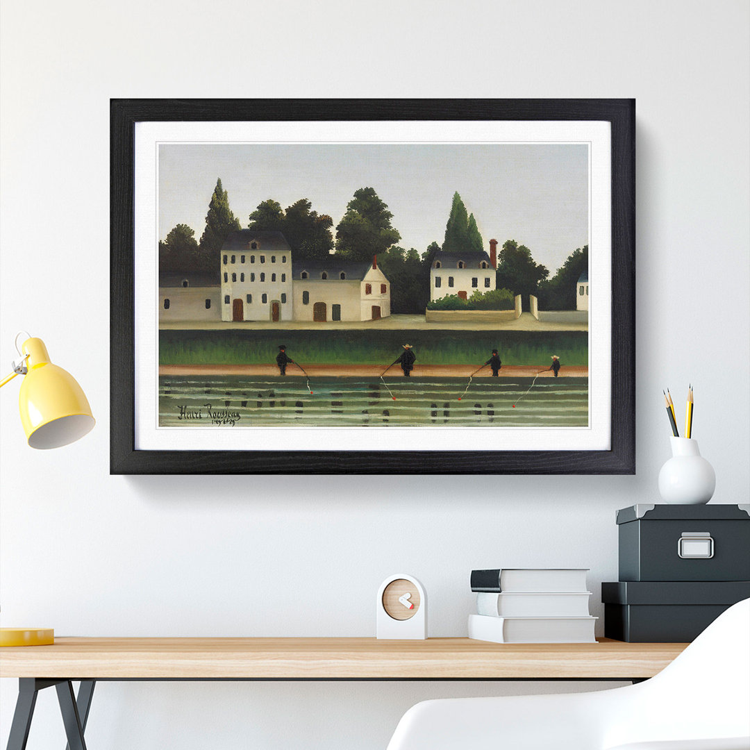 Landscape and Four Fisherman by Henri Rousseau - Picture Frame Painting