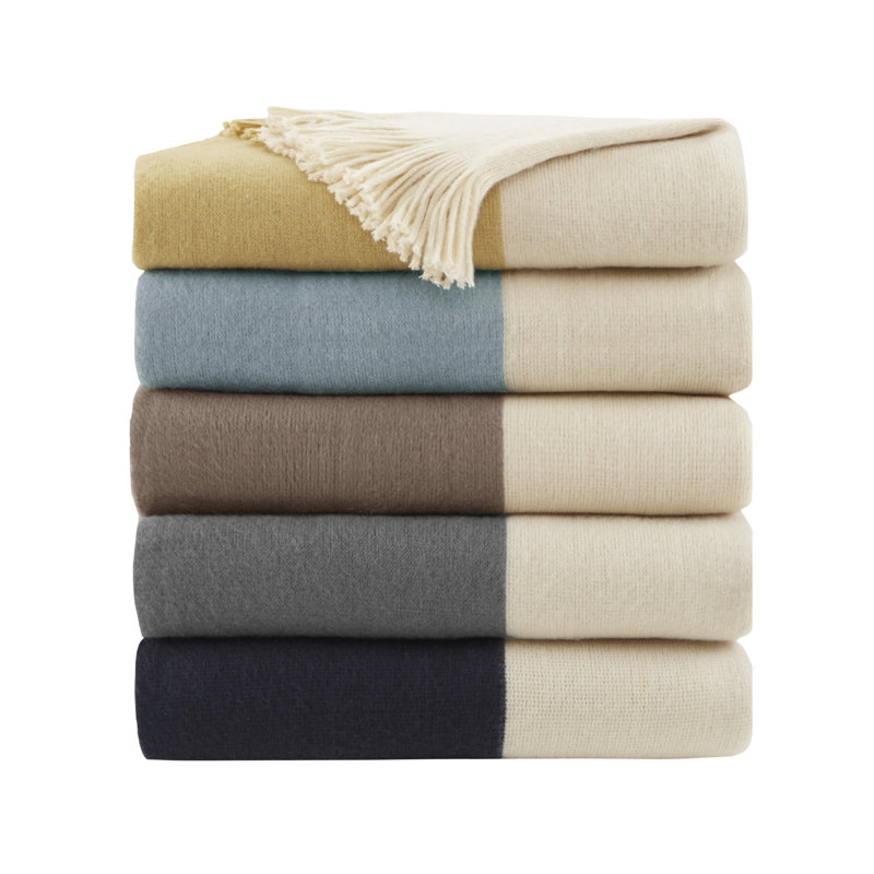 Linea Color Block Faux Cashmere Throw, Yellow