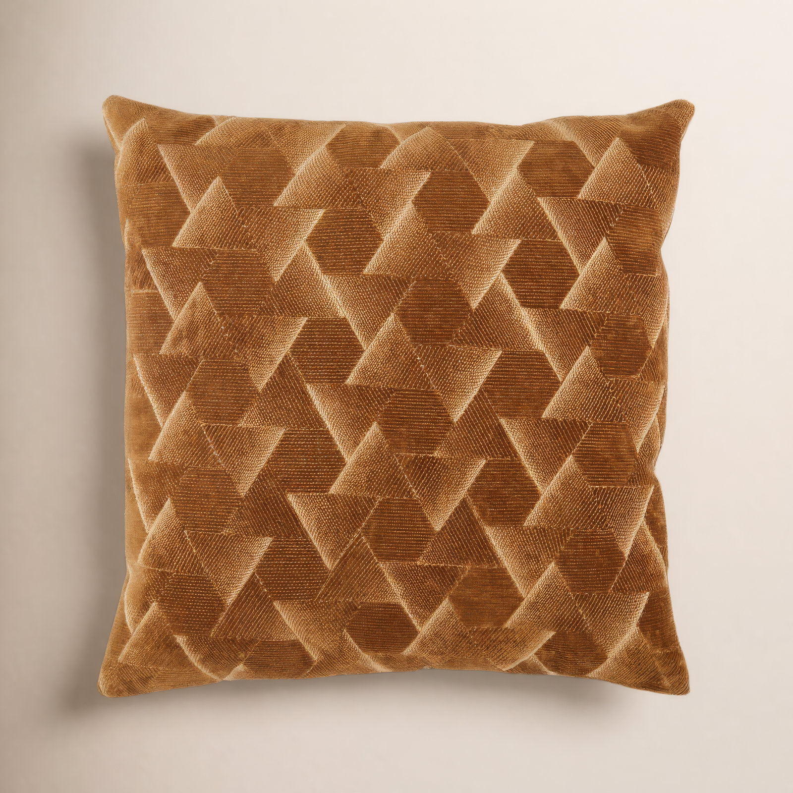 Gretchen Geometric Cotton Throw Pillow, Brown, Down