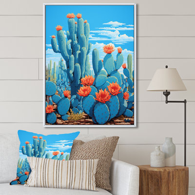 Cerulean Blue Cactus Collage sur toile